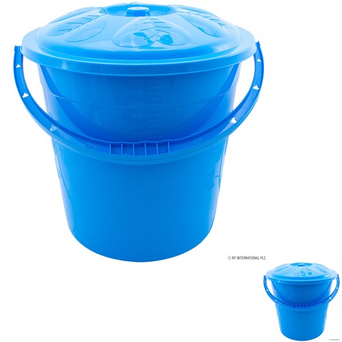 Blauer aufbewahrungseimer mit - blauer,